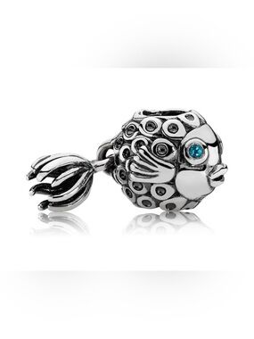 Authentic Pandora Retired Splish-Splash Fish S925 Sterling Silver w/Blue Topaz